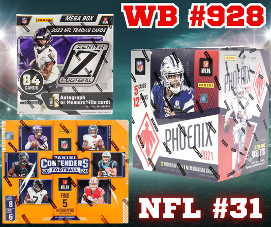 🏈3-Box NFL #31 STACKED MIXER WB #928 (Each spot gets 2 Teams!)🏈